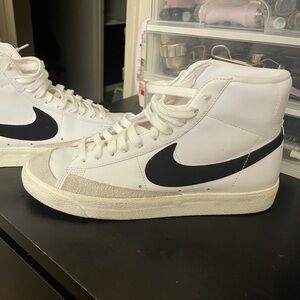 Nike White and Black High-Top Sneakers- not in box